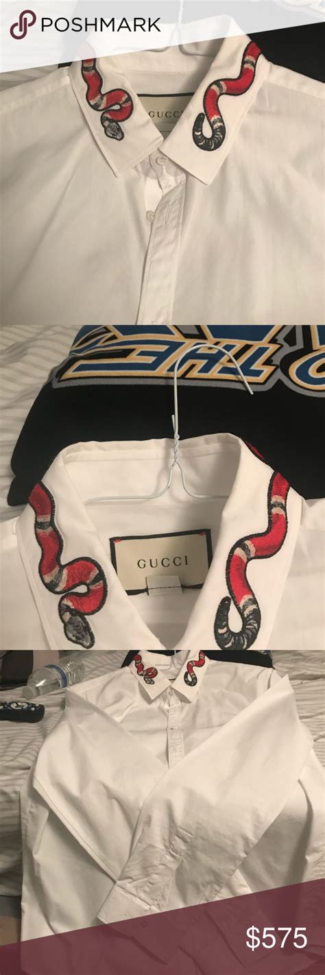 snake button gucci shirt|gucci dress shirt snake.